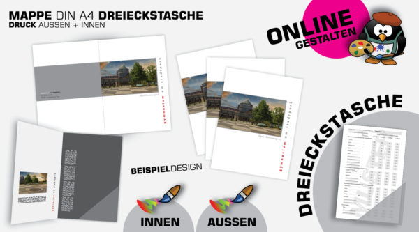 MAPPE A4 DREIECKSTASCHE   ONLINE GESTALTUNG: 4/4 farbig
