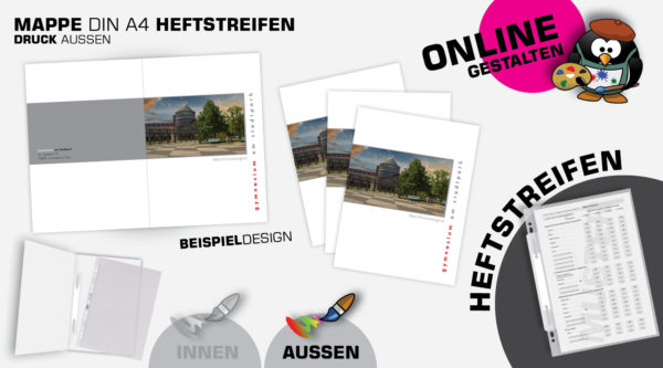 MAPPE A4 HEFTSTREIFEN    ONLINE GESTALTUNG: 4/0 farbig