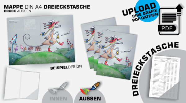MAPPE A4 DREIECKSTASCHE    PDF UPLOAD: 4/0 farbig